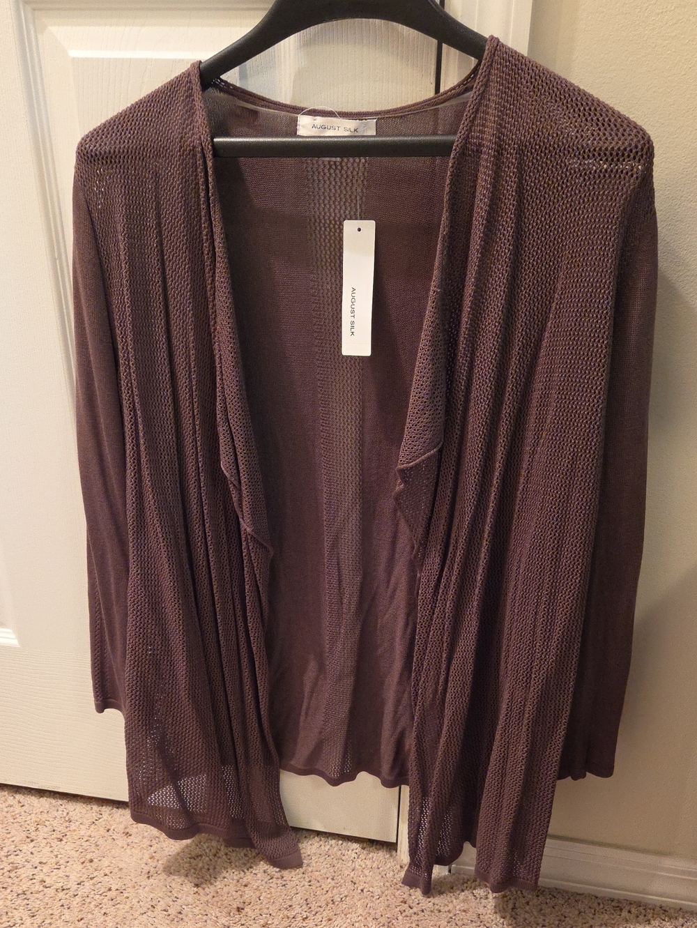 NWT August silk Draped Open-Front Cardigan in Olive
